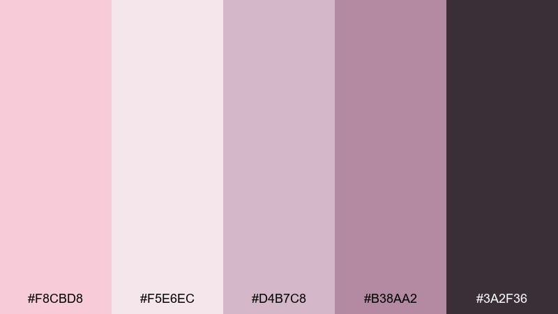 ballet slipper color palette with hex codes