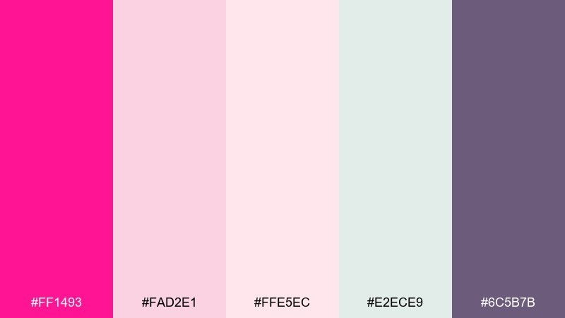 ballet studio deep pink color palette with hex codes