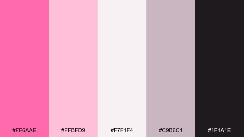 ballet studio flamingo pink color palette with hex codes