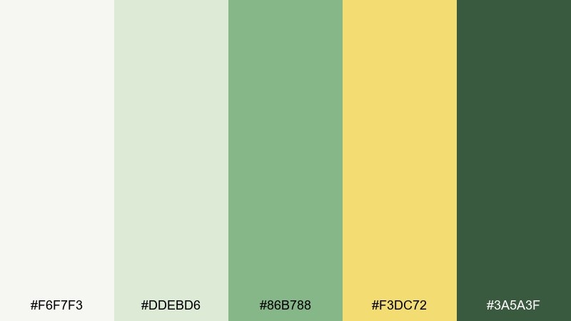 bamboo chalk white green yellow color palette with hex codes