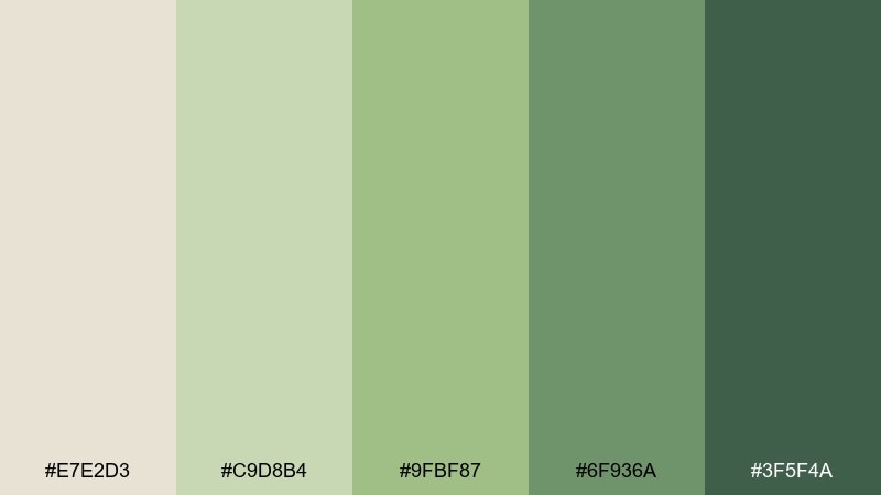 bamboo latte tea green color palette with hex codes