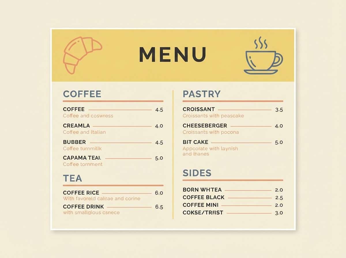modern cafe menu layout