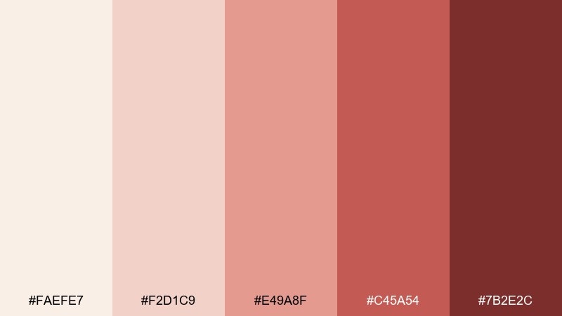 barely blush red beige red color palette with hex codes