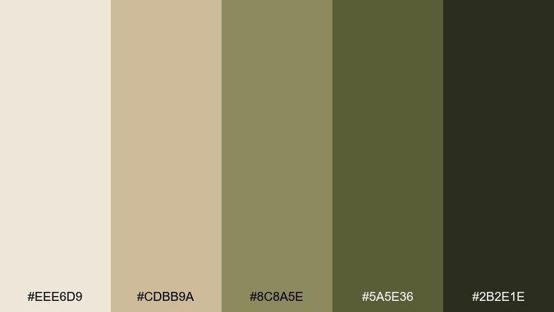 bark and basil earthy color palette with hex codes