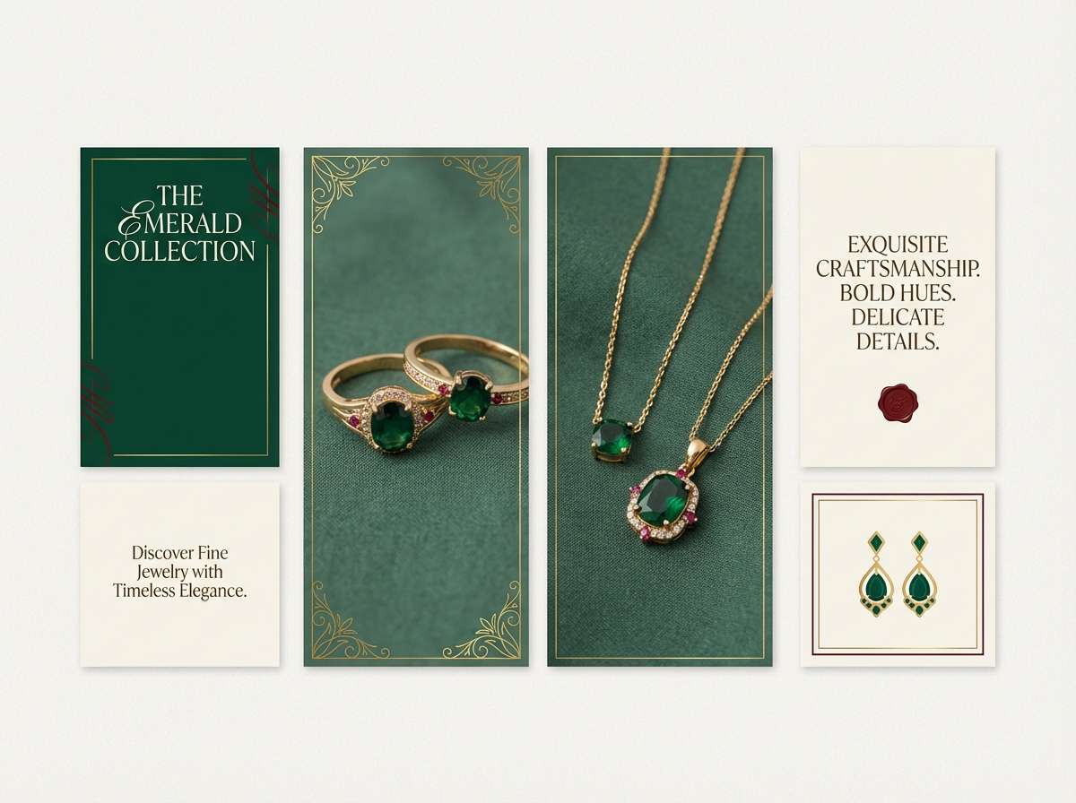 jewelry lookbook in emerald and ivory