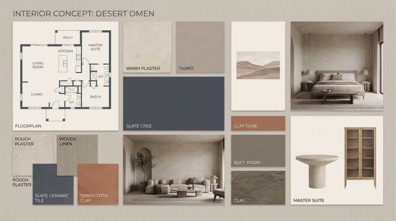 interior board in stucco neutrals