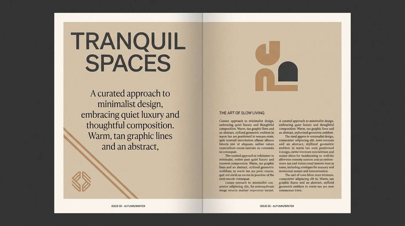 museum brochure in candlelit neutrals