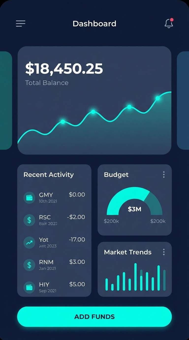 dark finance app ui
