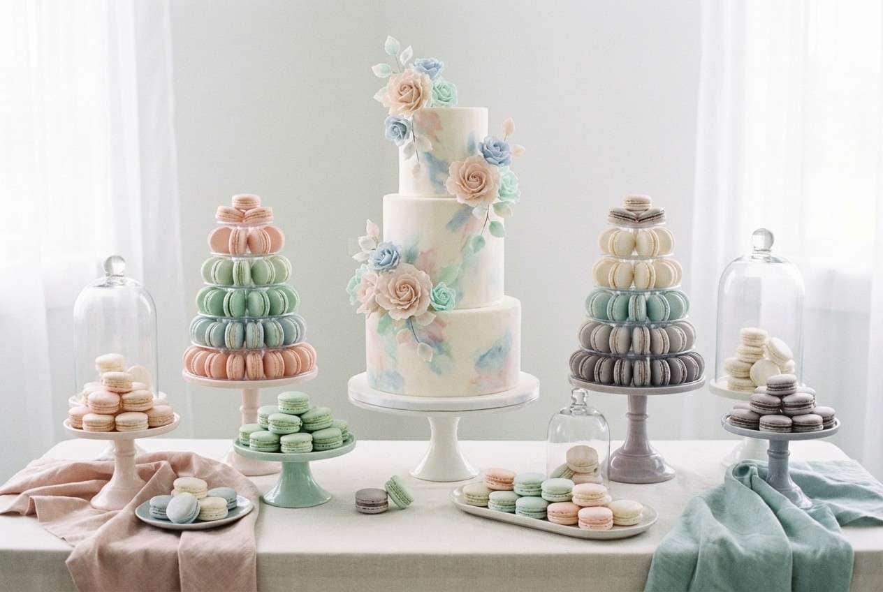 pastel dessert table