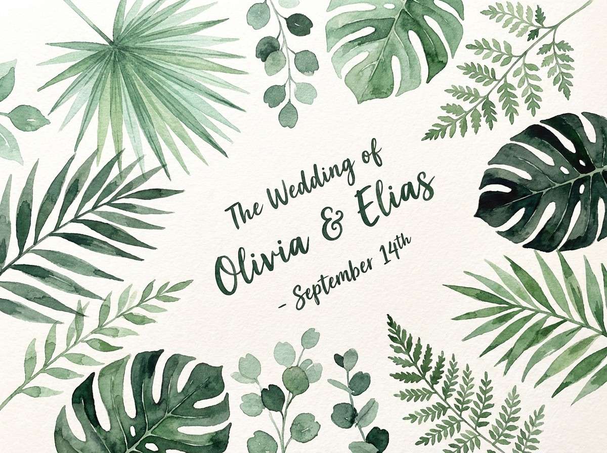 palm watercolor monogram