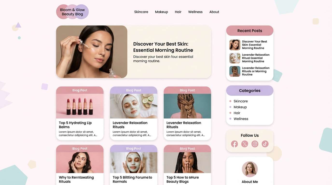 beauty blog ui mockup