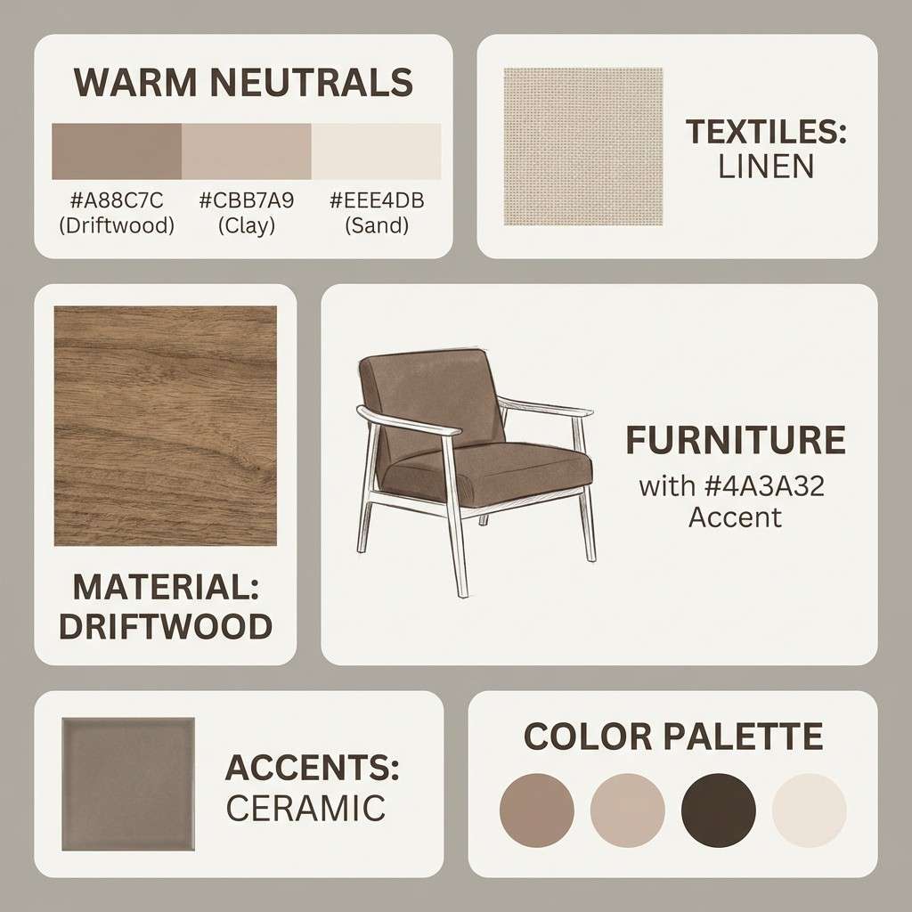 neutral interior moodboard layout