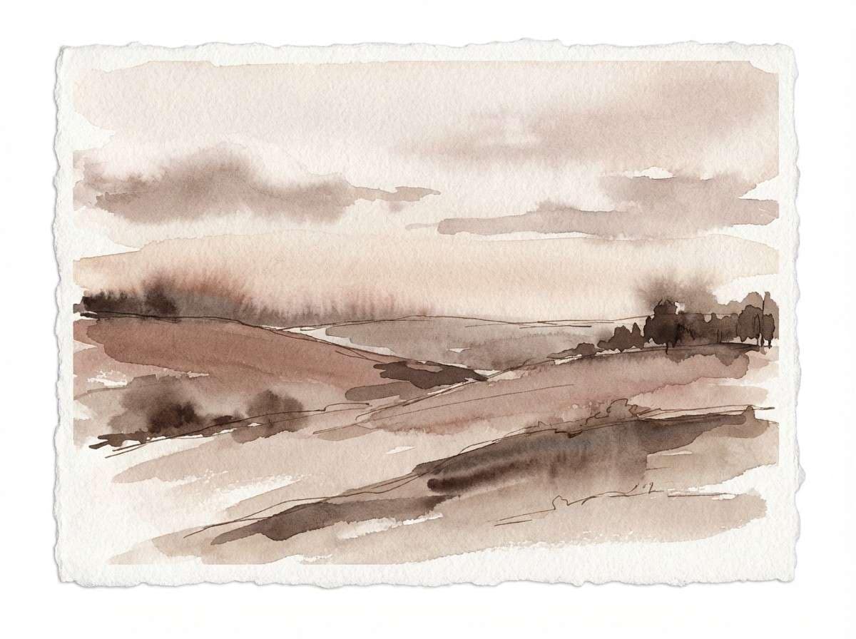 dusk landscape in dusty browns