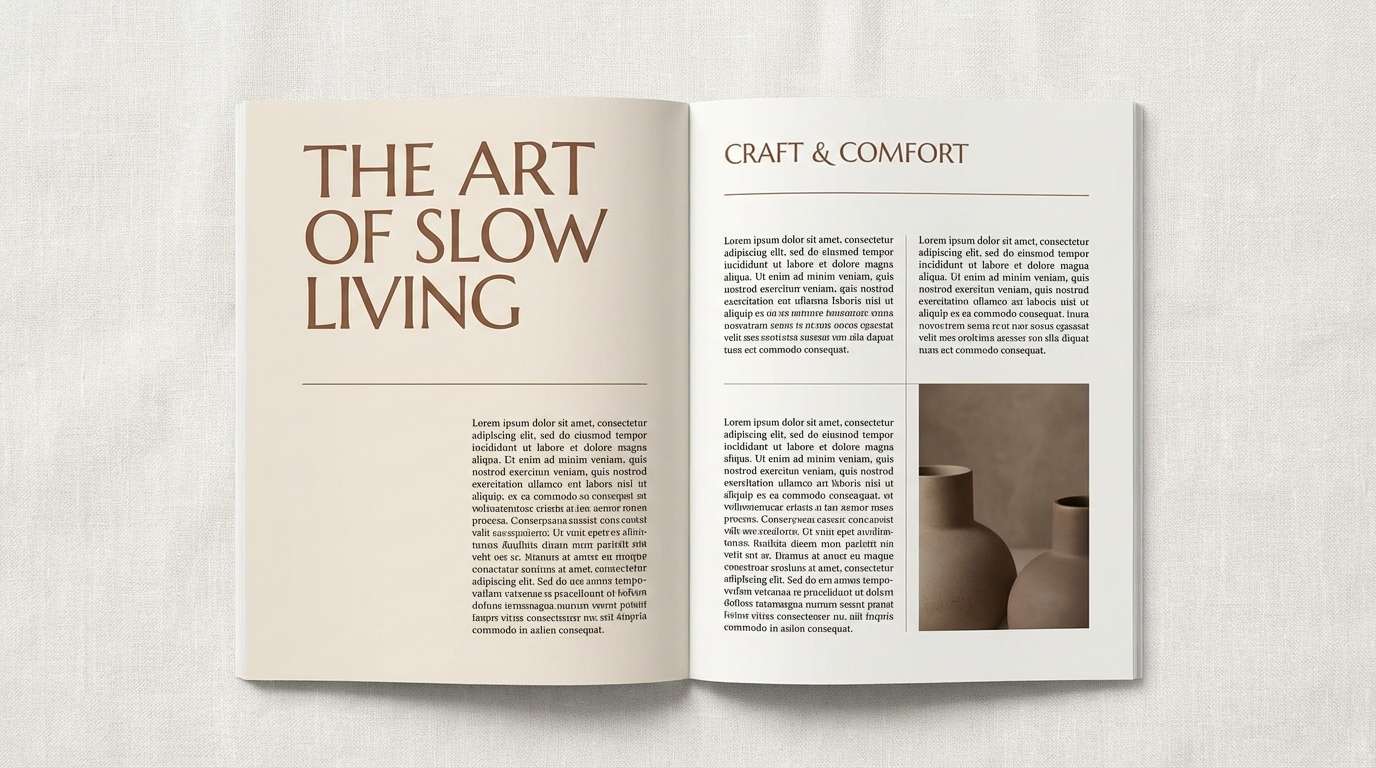 warm editorial layout design