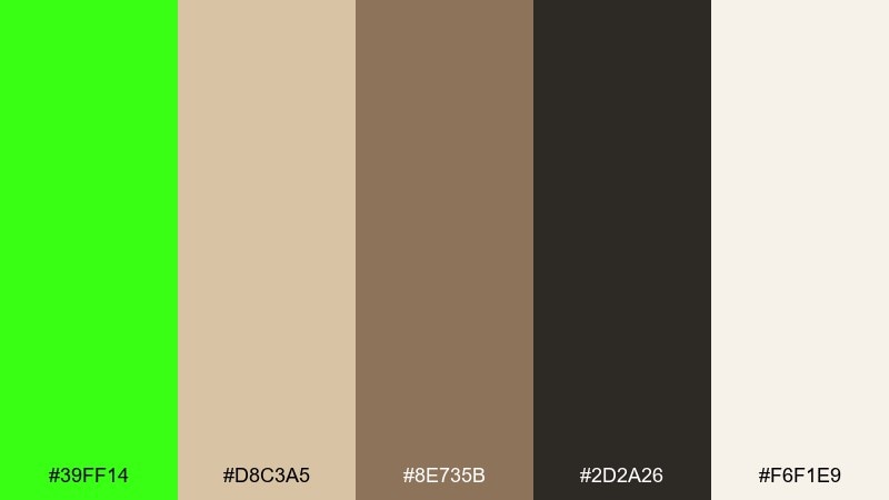 beige brown lime balance color palette with hex codes