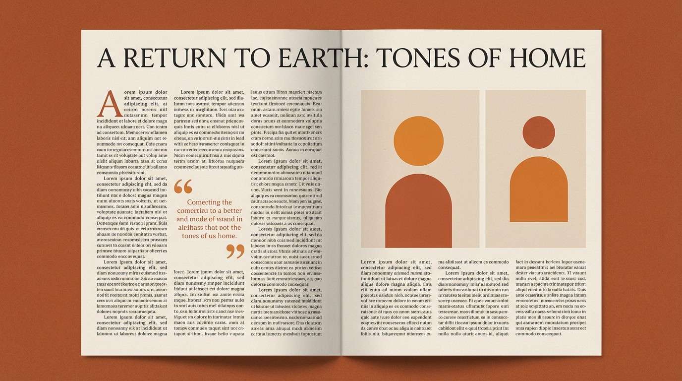warm editorial spread layout