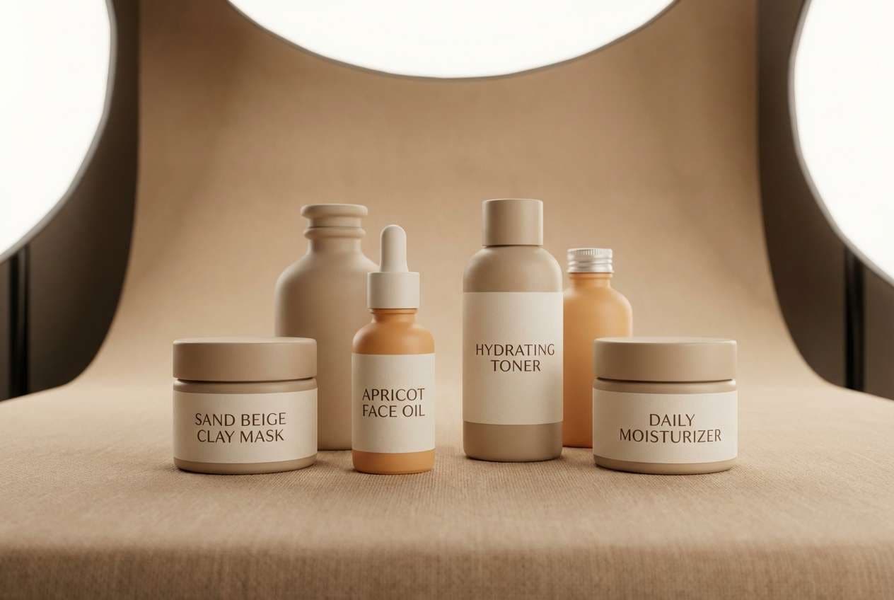 skincare packaging studio scene