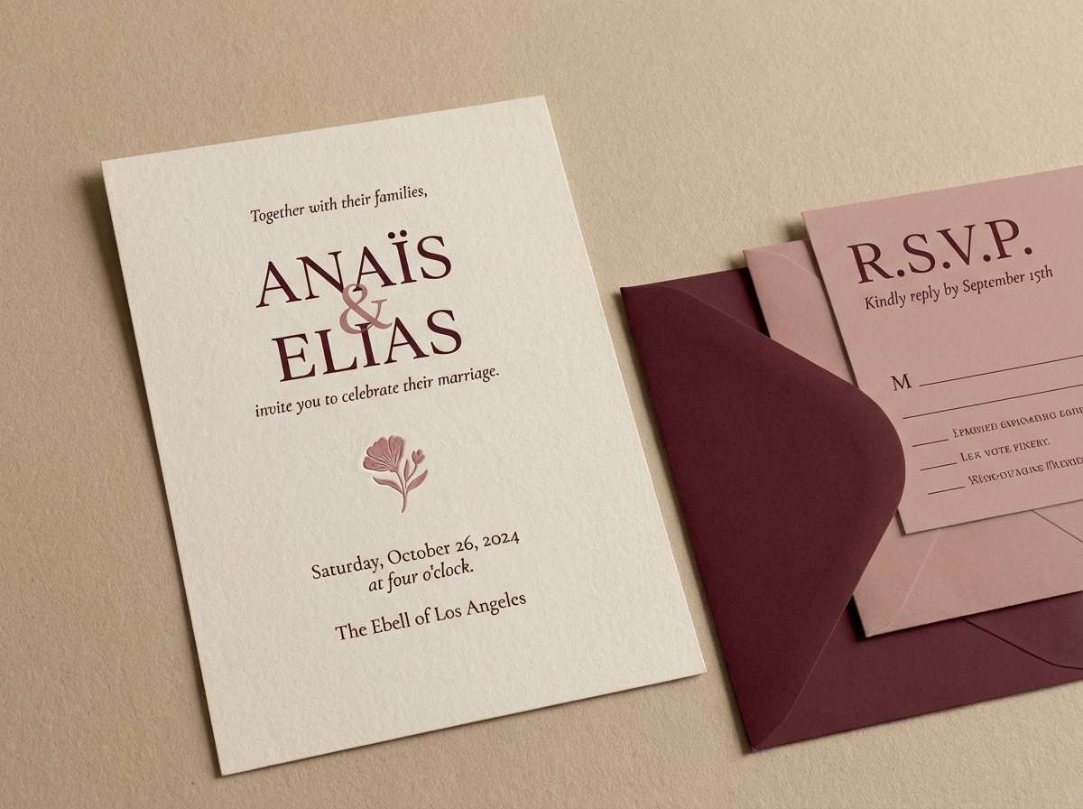 linen rose invitation layout