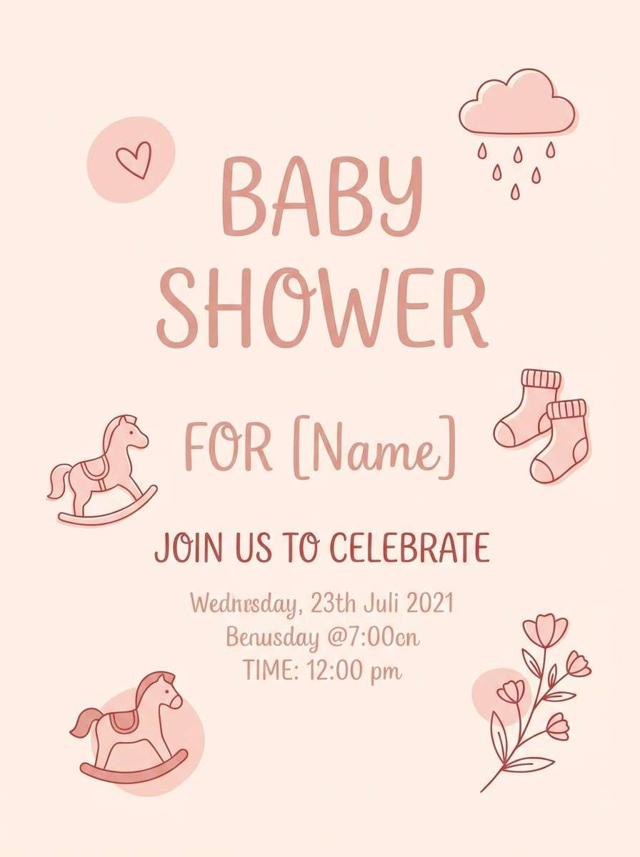 soft blush baby invitation