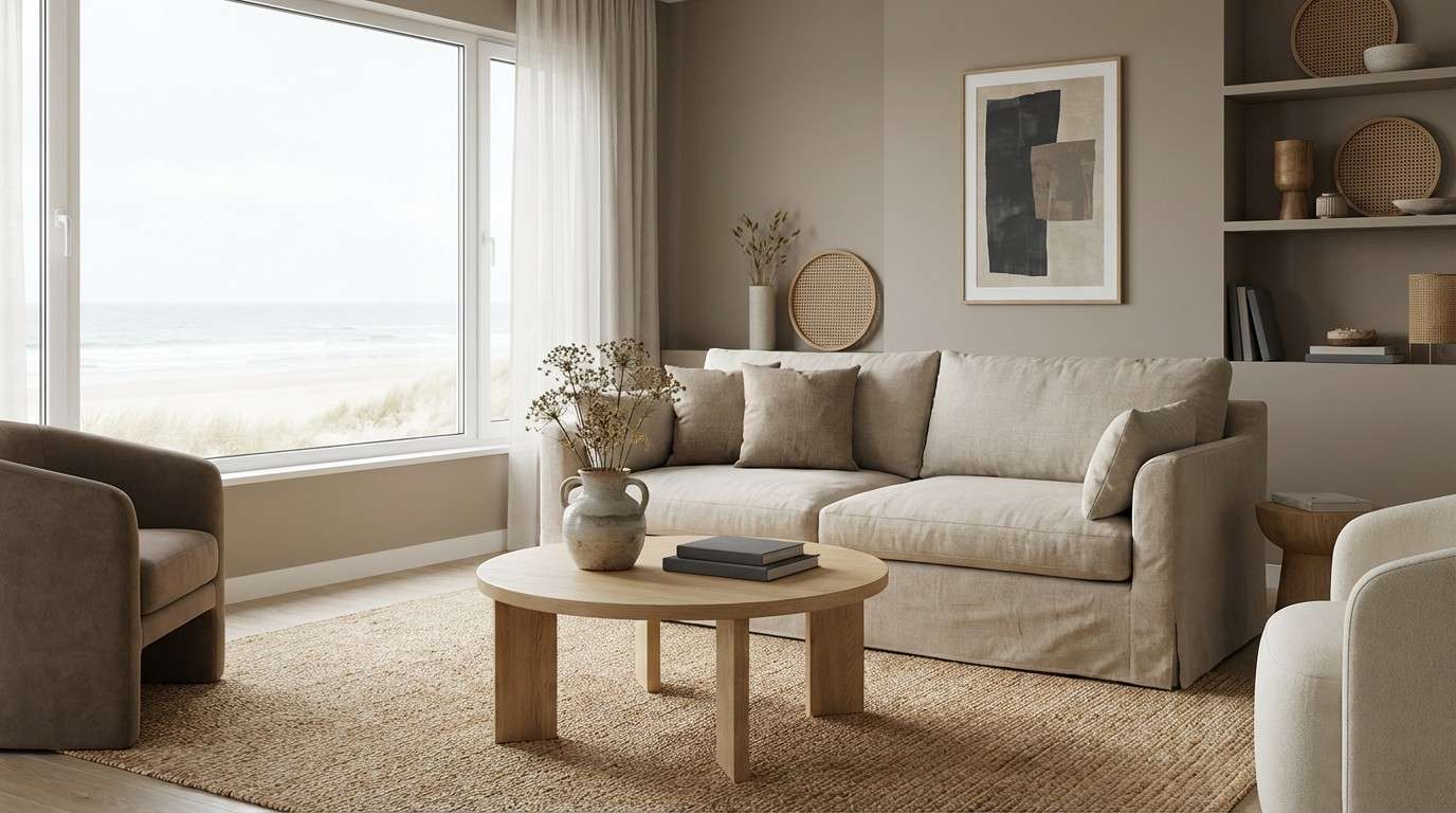 coastal living room in warm neutrals