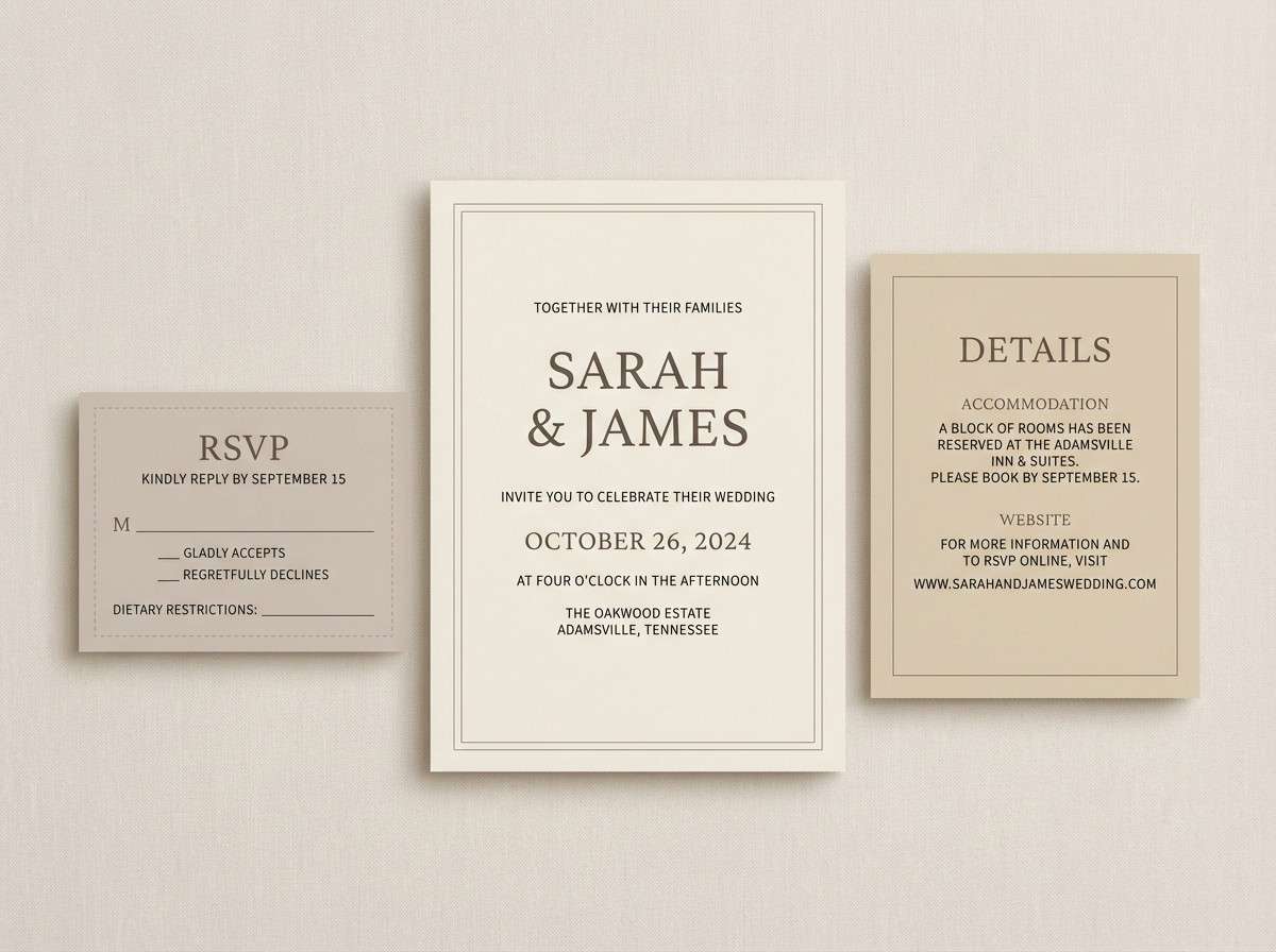 minimal wedding suite in beige