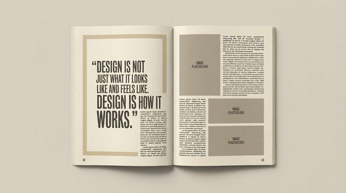 editorial spread in beige tones