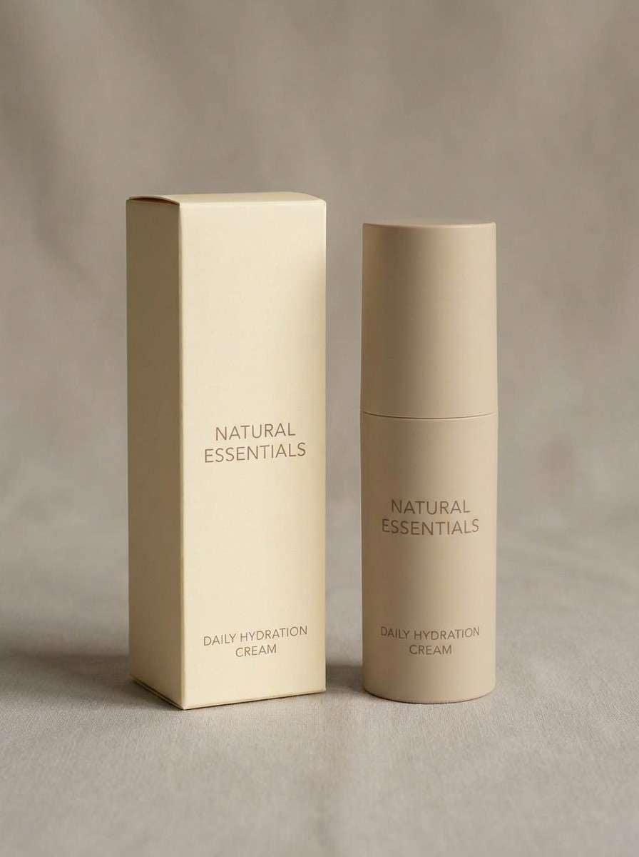 minimal packaging in seashell beige