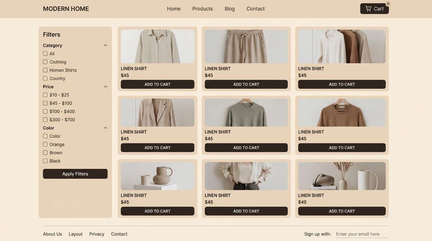 neutral ecommerce website ui