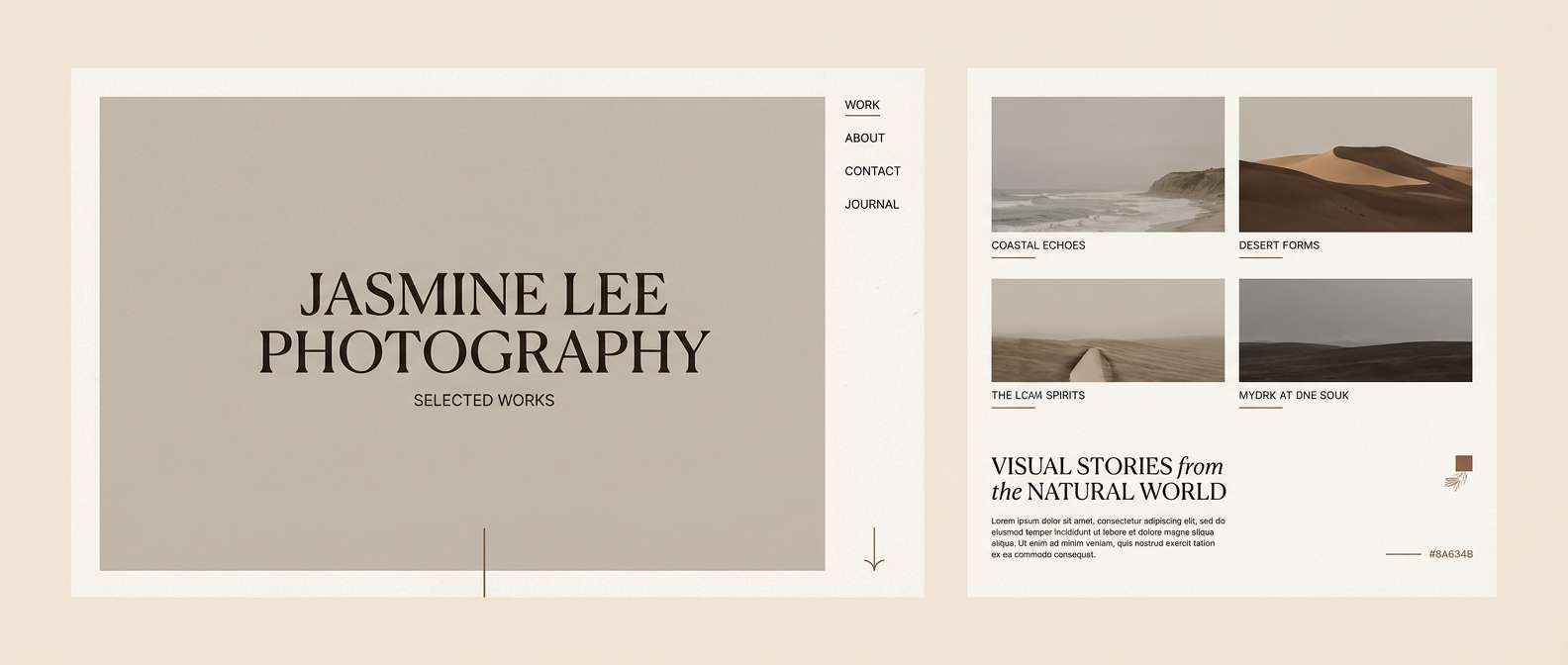 neutral portfolio website layout