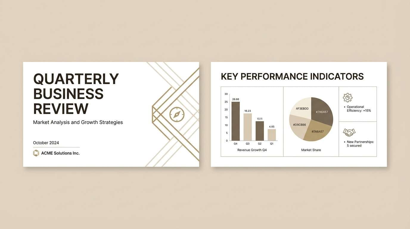 khaki corporate slide deck