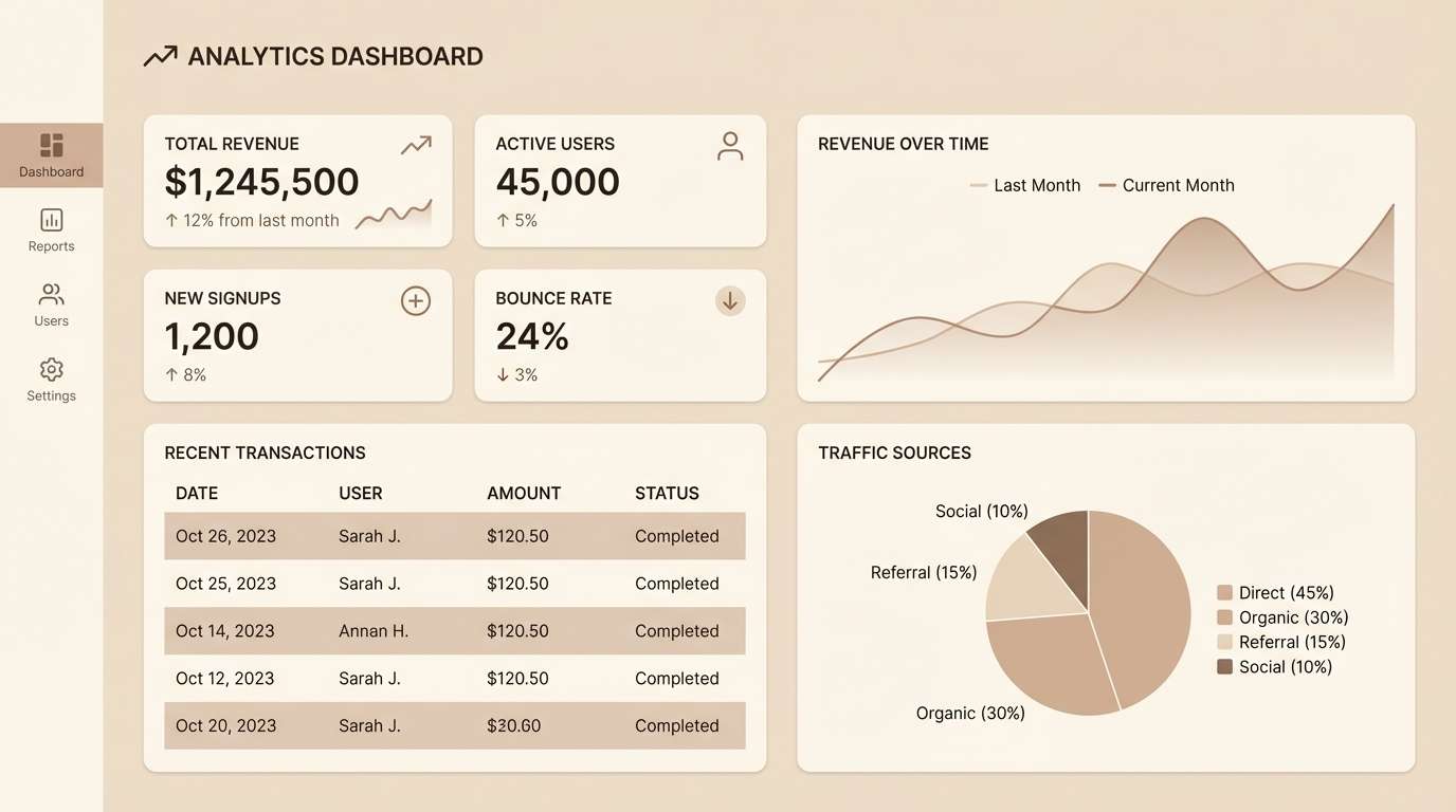 neutral analytics dashboard ui