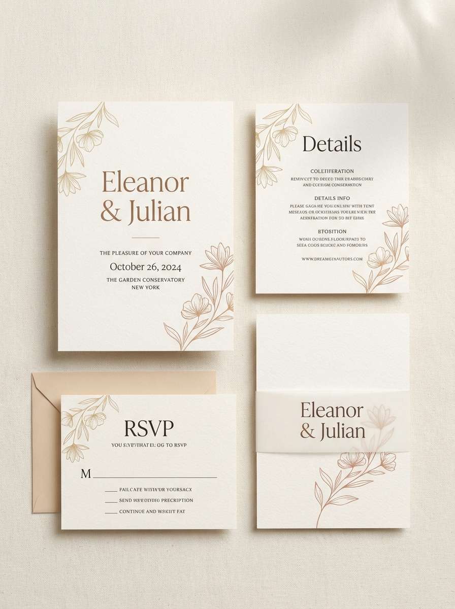 cream clay wedding invitation