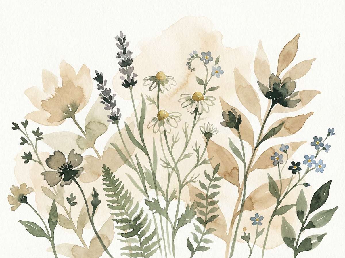 watercolor botanical in sage