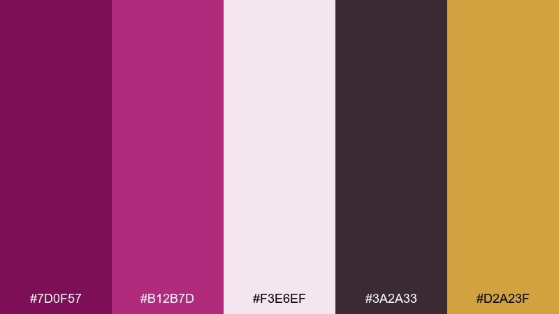 berry & brass atelier dark magenta color palette with hex codes