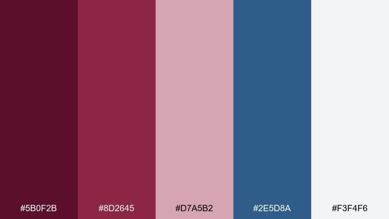 berry & denim color palette with hex codes