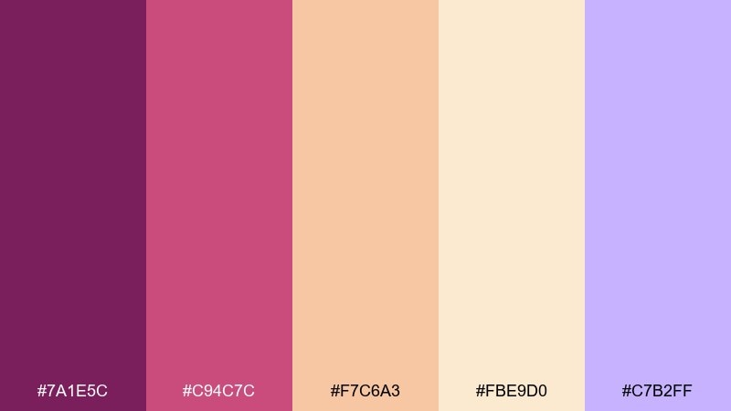 berry champagne color palette with hex codes