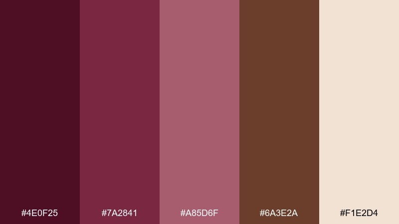 berry cocoa wine color palette with hex codes
