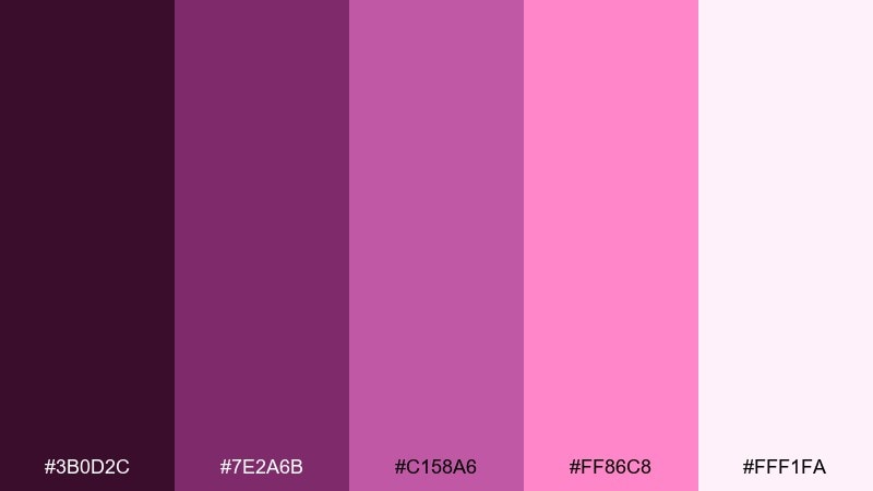berry macaron purple pink color palette with hex codes