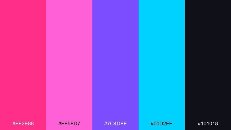berry neon pop instagram color palette with hex codes