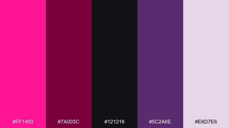 berry noir deep pink color palette with hex codes