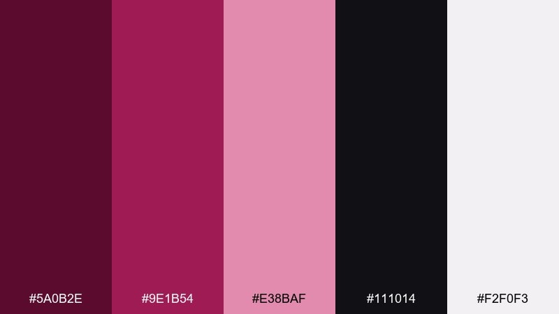 berry noir editorial dark pink color palette with hex codes