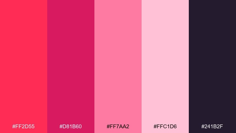 berry punch gradient raspberry pink color palette with hex codes