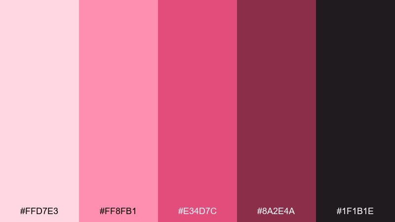 berry rose pop rose color palette with hex codes