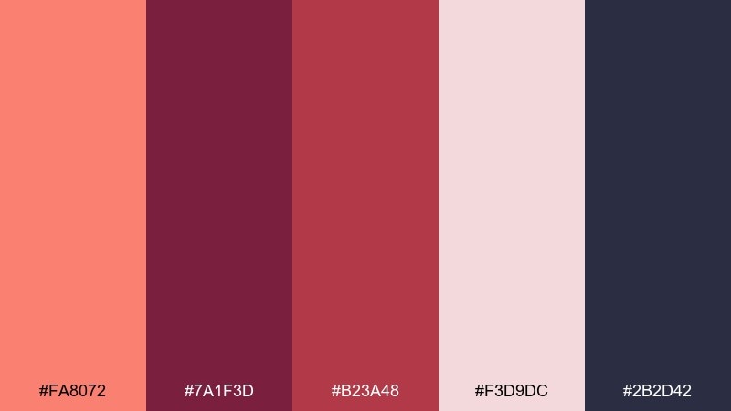 berry wine depth salmon color palette with hex codes