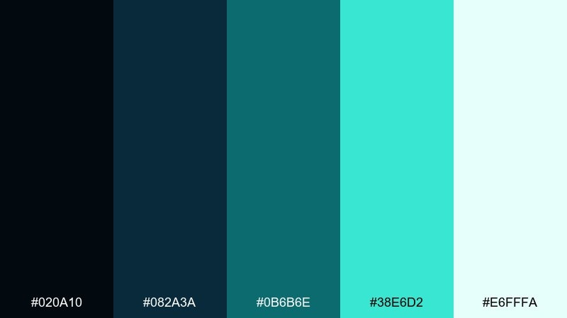 bioluminescent drift sea monster color palette with hex codes