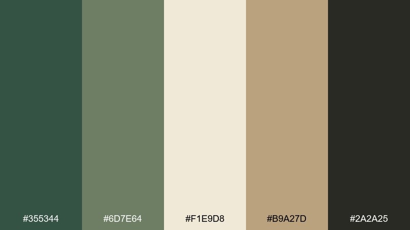 birch grove woodland color palette with hex codes