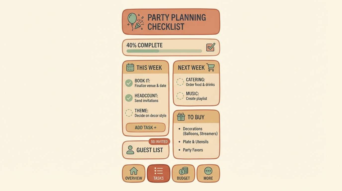 boho checklist ui mockup