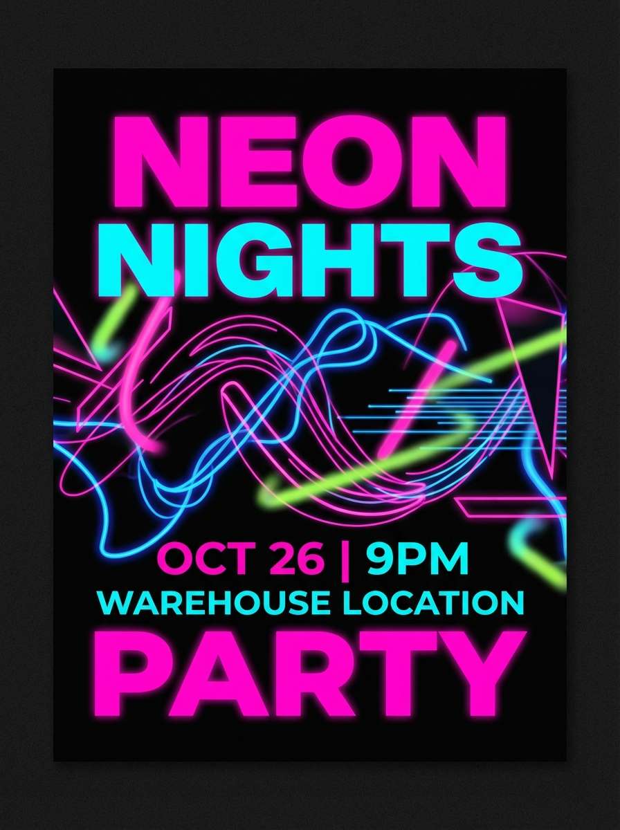 neon birthday party flyer