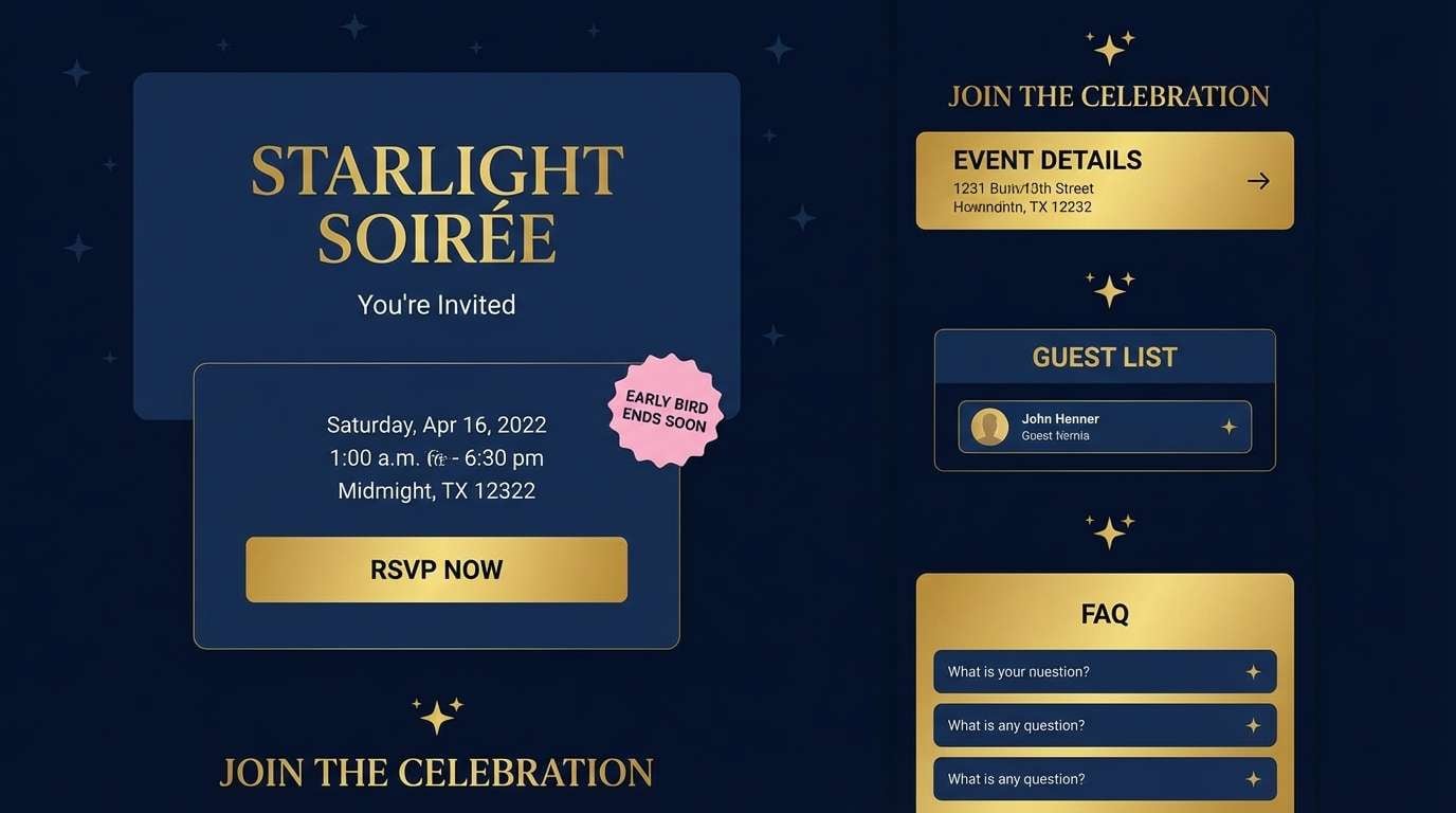 evening rsvp landing ui