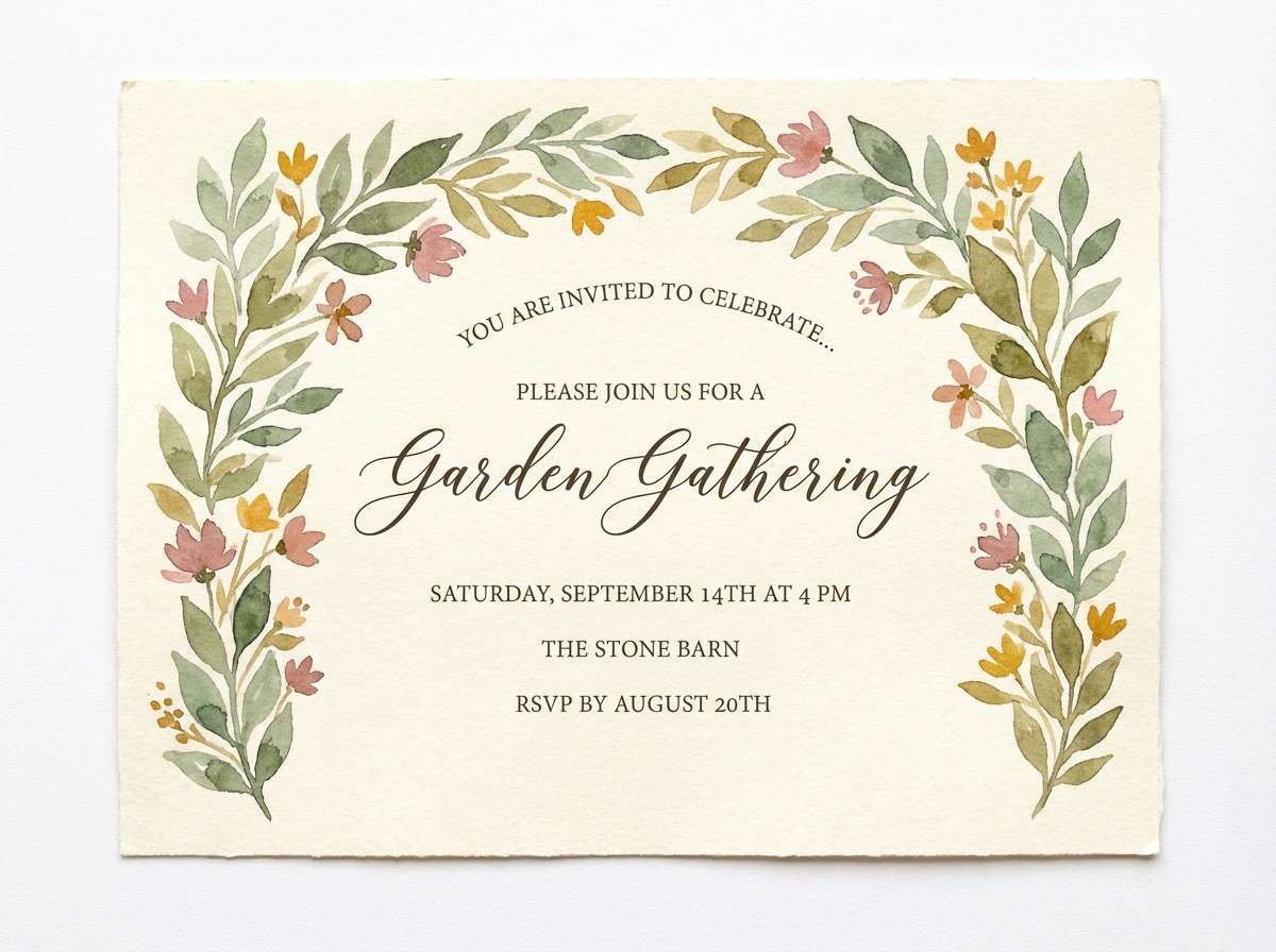 botanical watercolor invitation